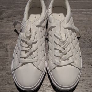 Miss Selfrige White Quilted Lace-Up Sneakers By ASOS design